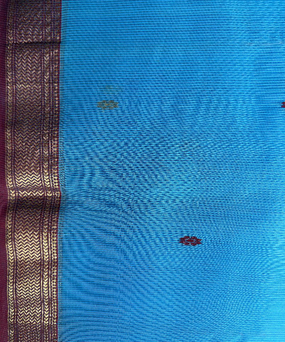 Sky blue handwoven cotton silk maheshwari saree