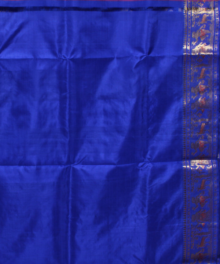Royal blue silk handwoven baluchari saree