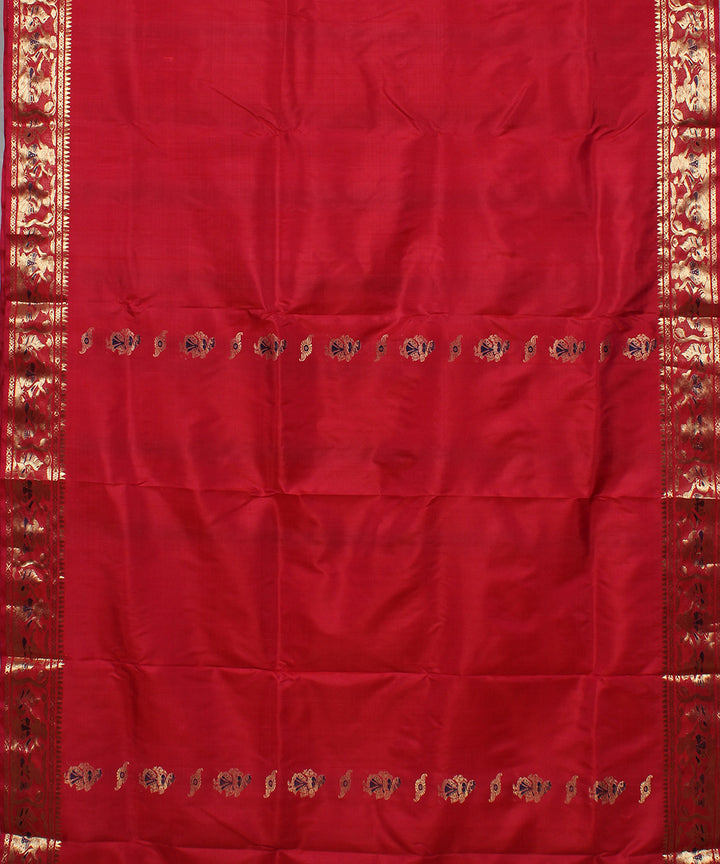 Magenta pink handwoven silk swarnachari baluchari saree