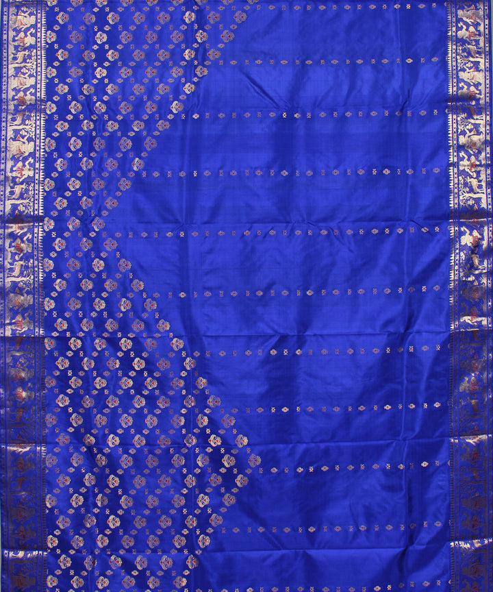 Royal blue silk handwoven baluchari saree
