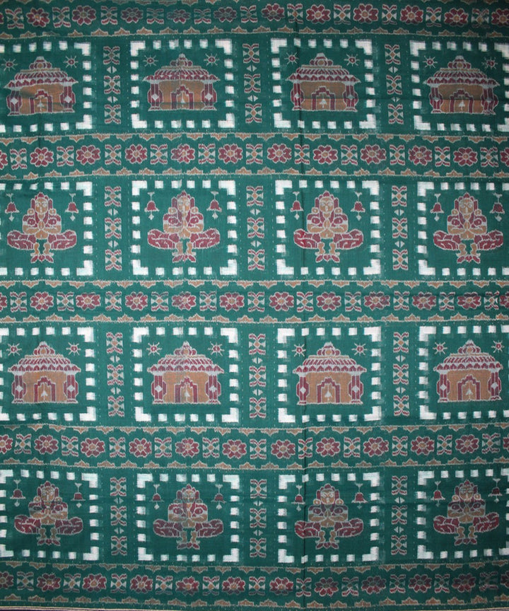 Handwoven Sambalpuri Ikat Cotton Saree in Sea Green and Black
