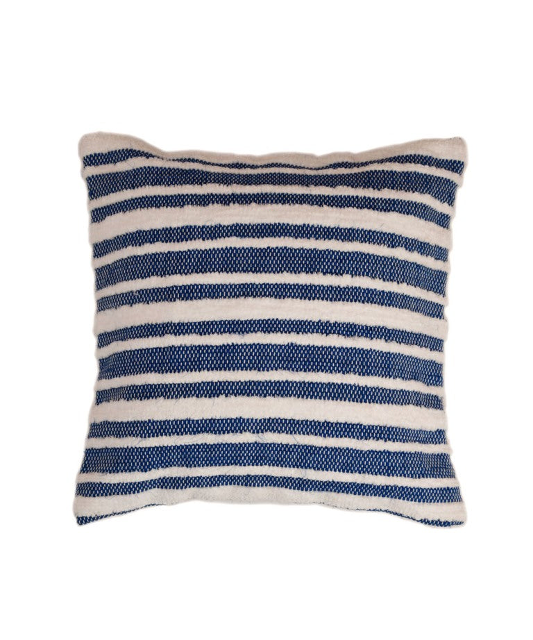 Navy blue stripes handwoven cotton cushion cover