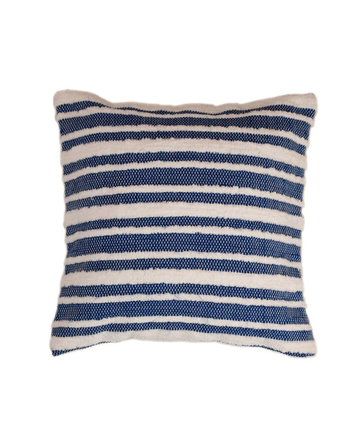Navy blue stripes handwoven cotton cushion cover