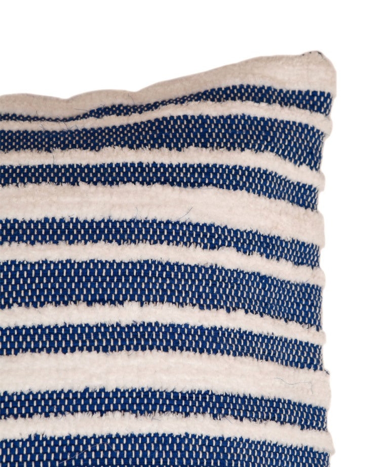 Navy blue stripes handwoven cotton cushion cover