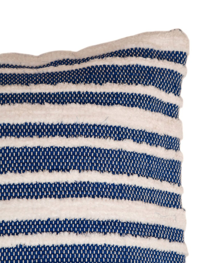 Navy blue stripes handwoven cotton cushion cover