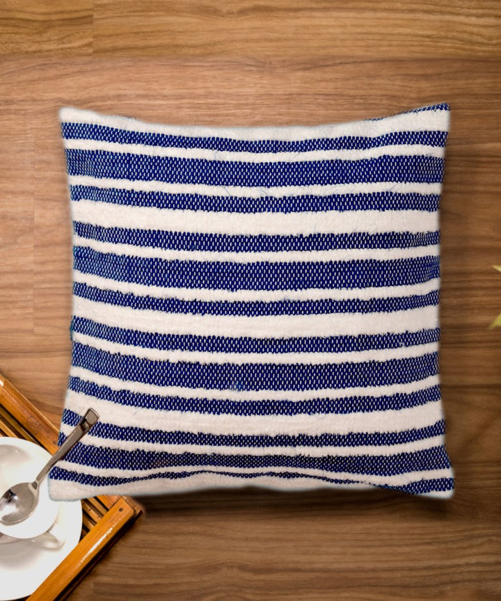 Navy blue stripes handwoven cotton cushion cover