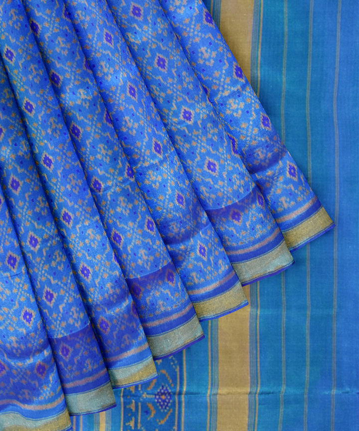 Sky blue handwoven silk patola saree