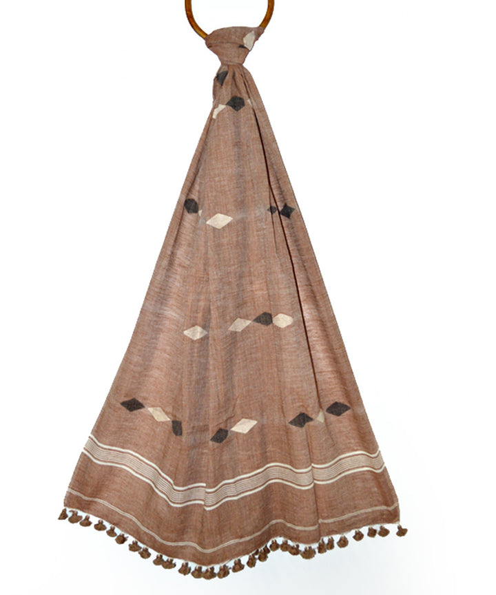 Brown handwoven cotton jamdani stole
