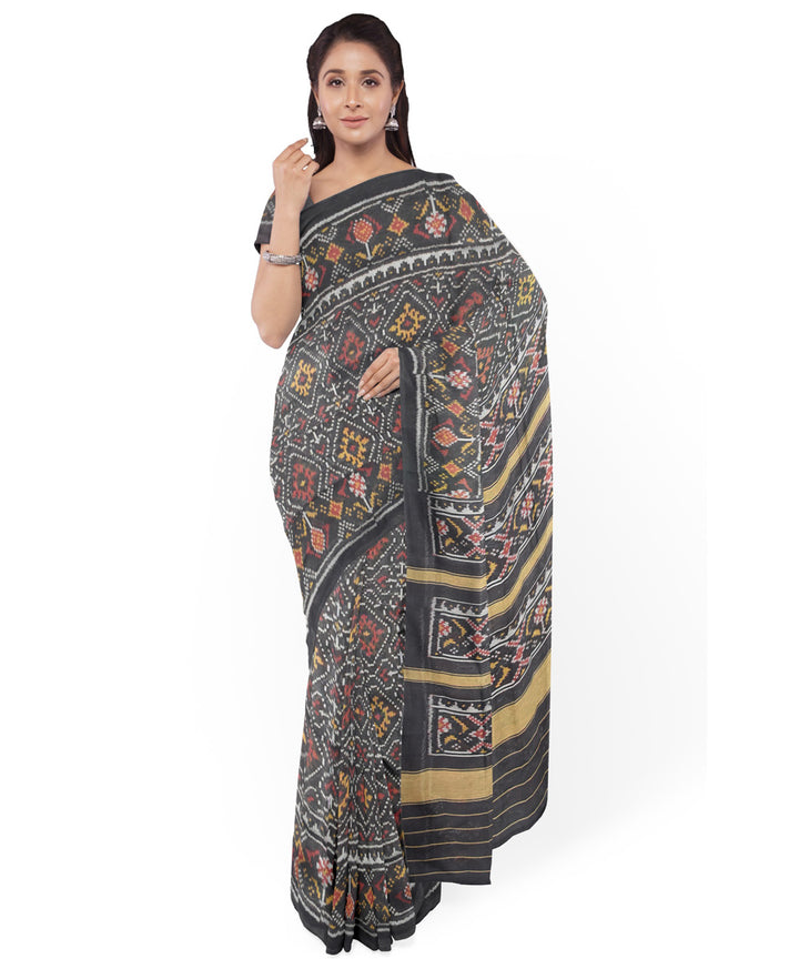 Black handloom cotton patola saree