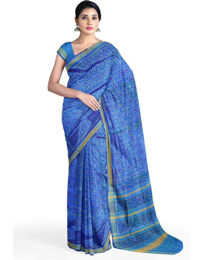 Sky blue handwoven silk patola saree