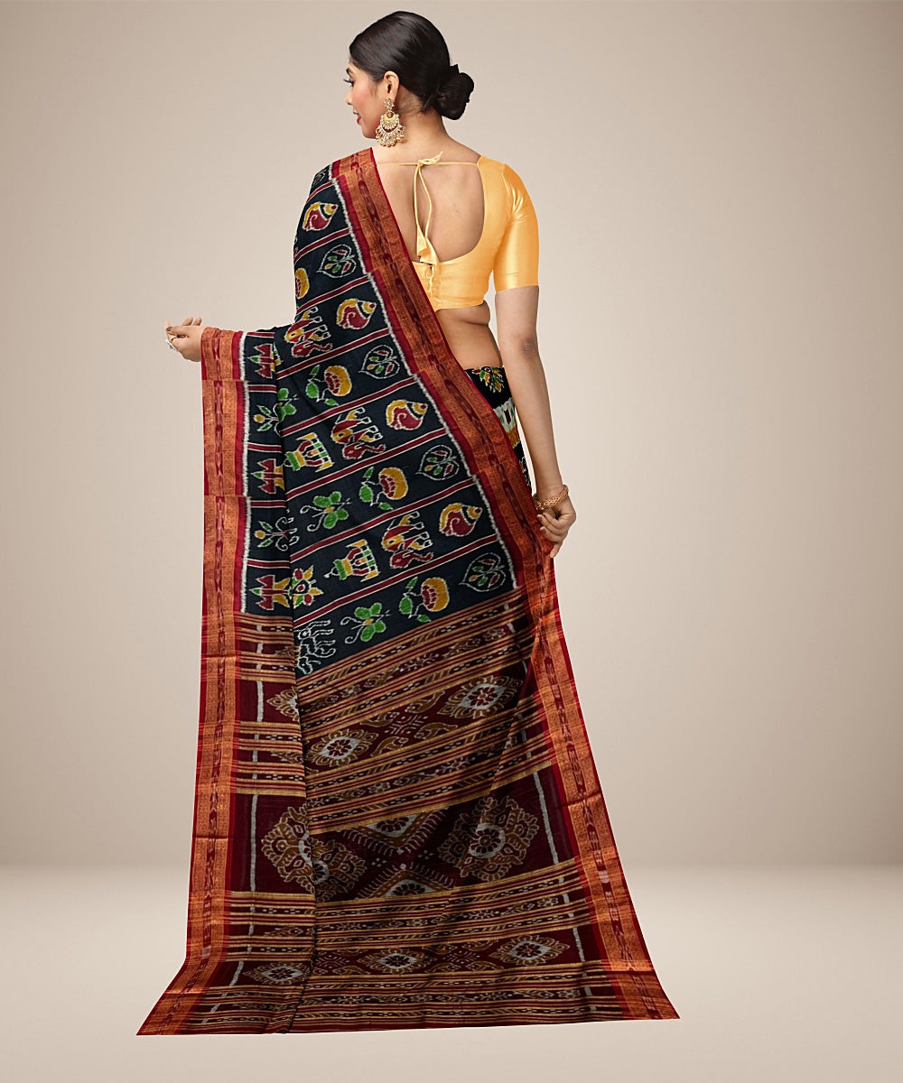 Black red silk handwoven khandua nabakothi saree