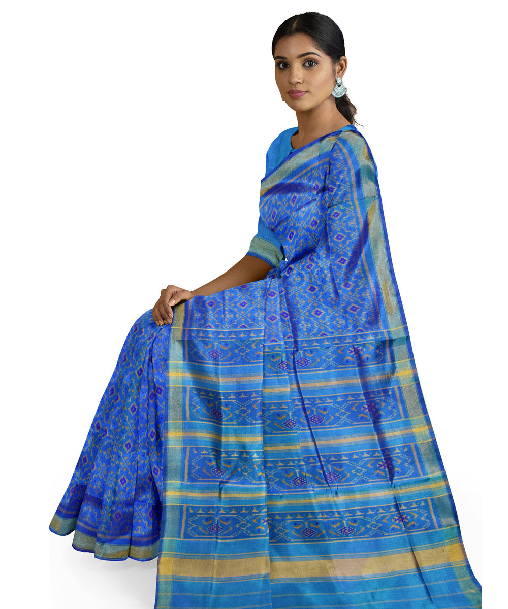 Sky blue handwoven silk patola saree