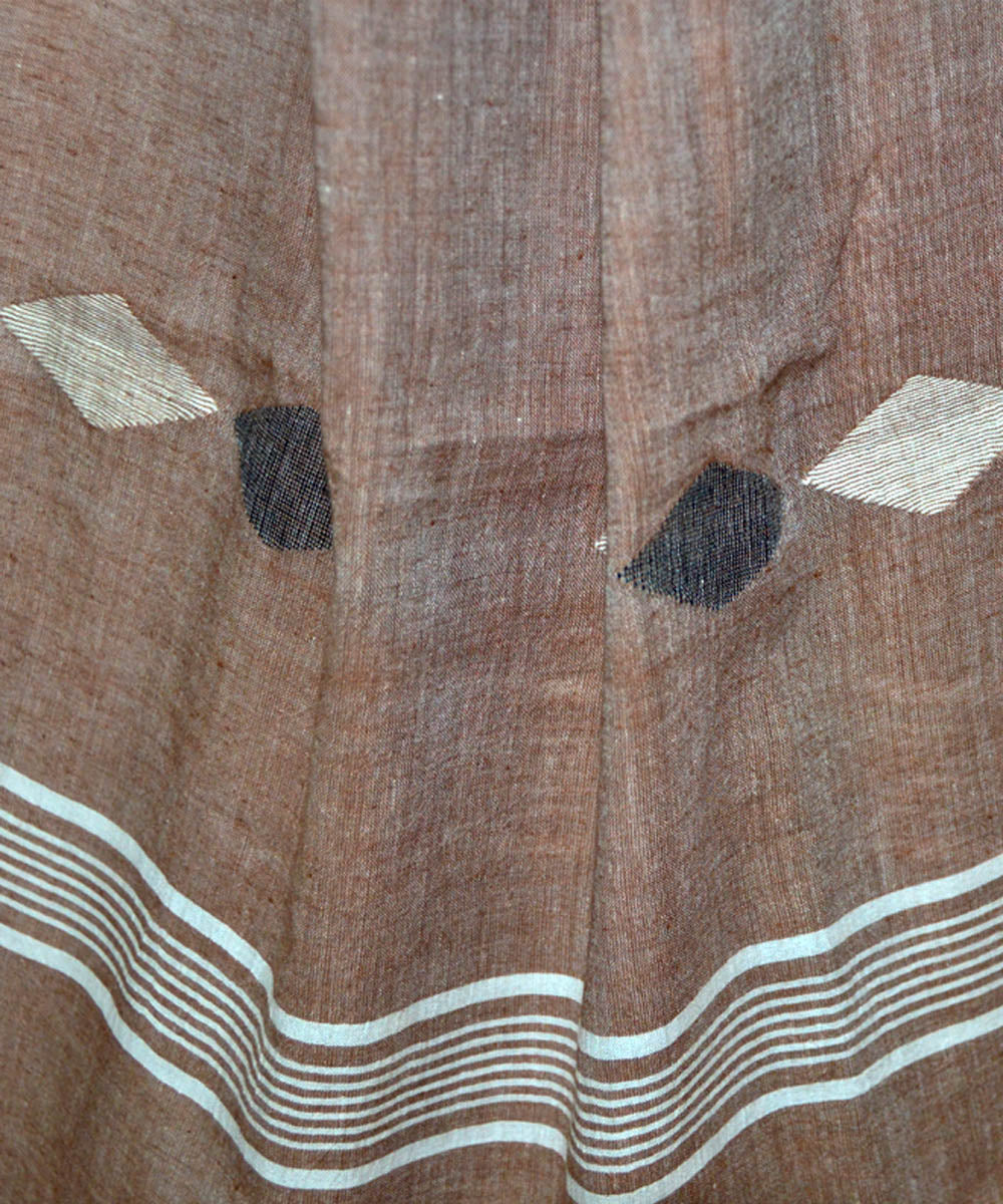 Brown handwoven cotton jamdani stole