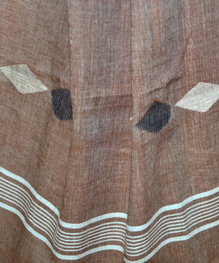 Brown handwoven cotton jamdani stole