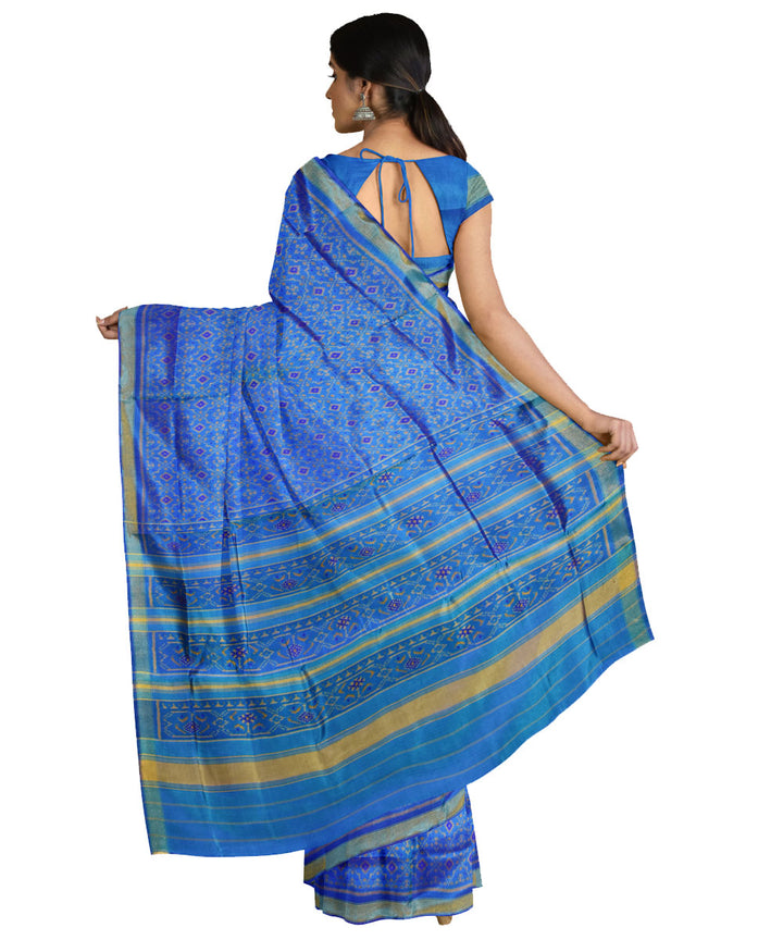 Sky blue handwoven silk patola saree