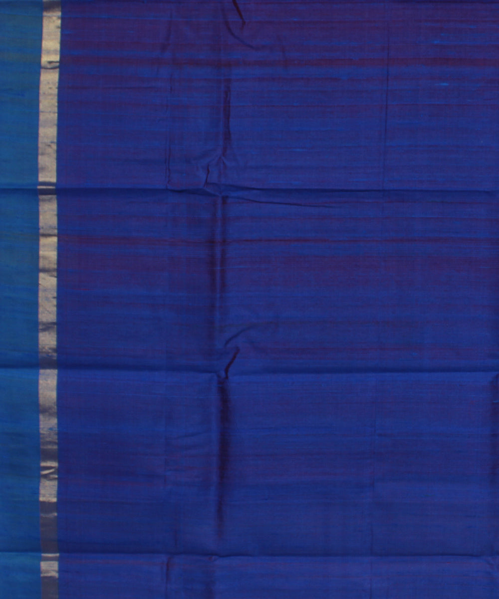 Red blue cotton handwoven karnataka raw silk saree