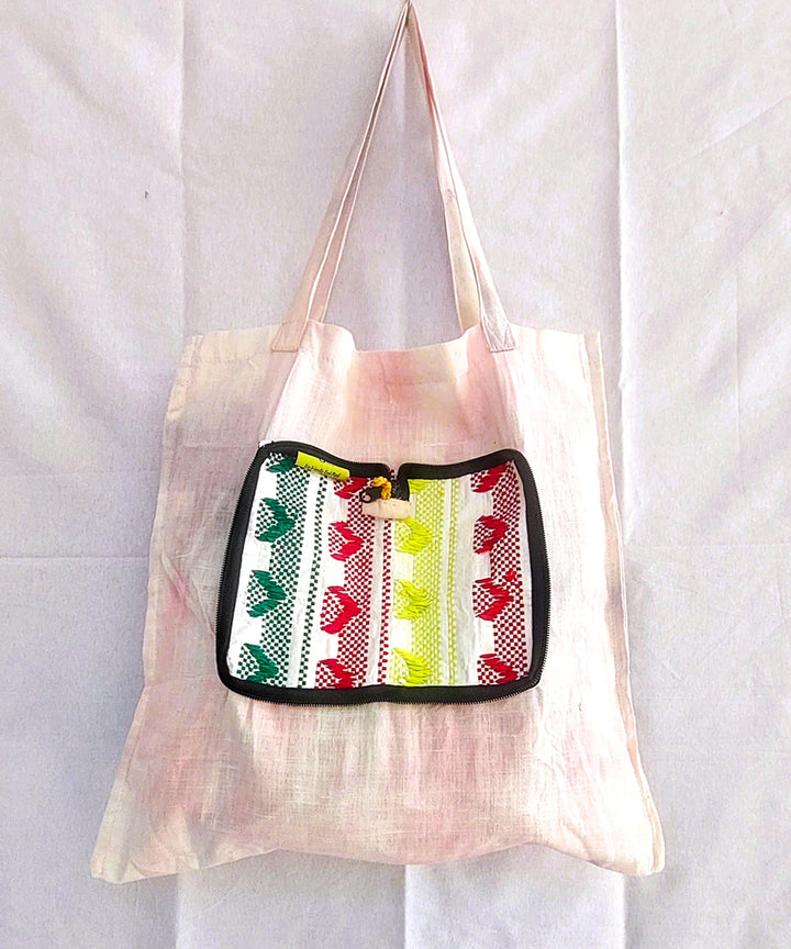 Peach pink handcrafted shopping bag