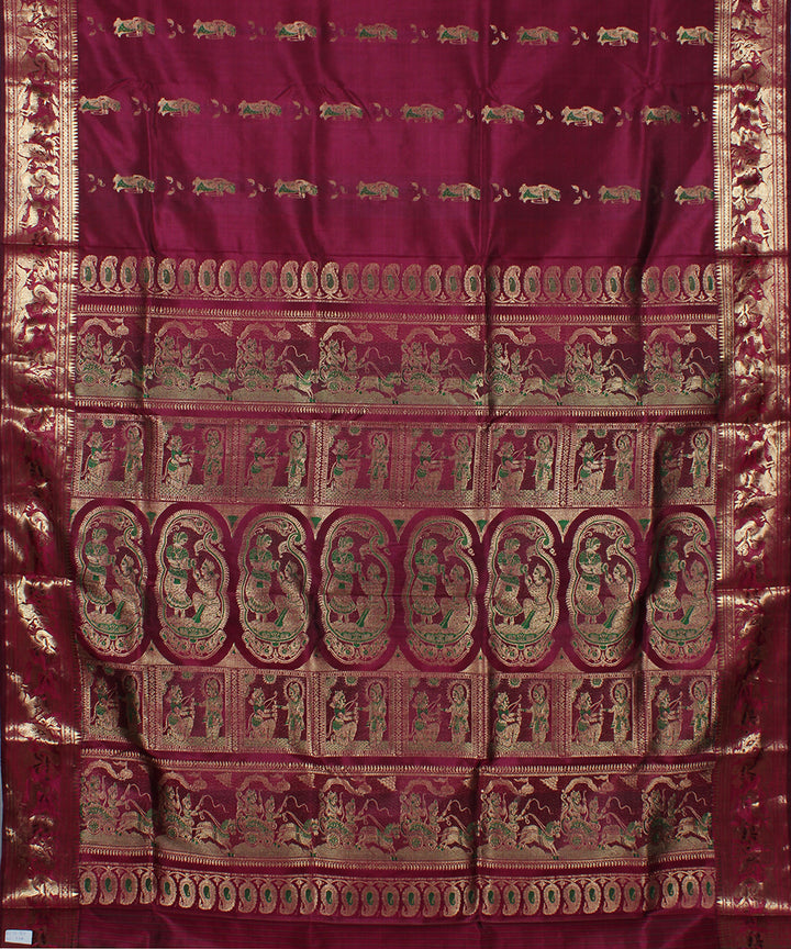 Purple handwoven silk swarnachari baluchari saree