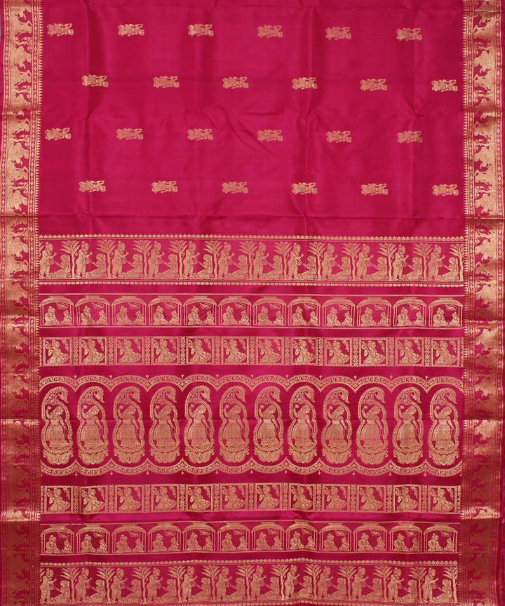 Rani pink handloom silk baluchari saree