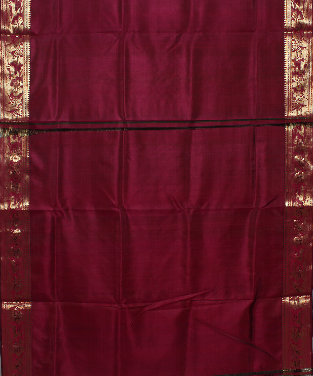 Purple handwoven silk swarnachari baluchari saree