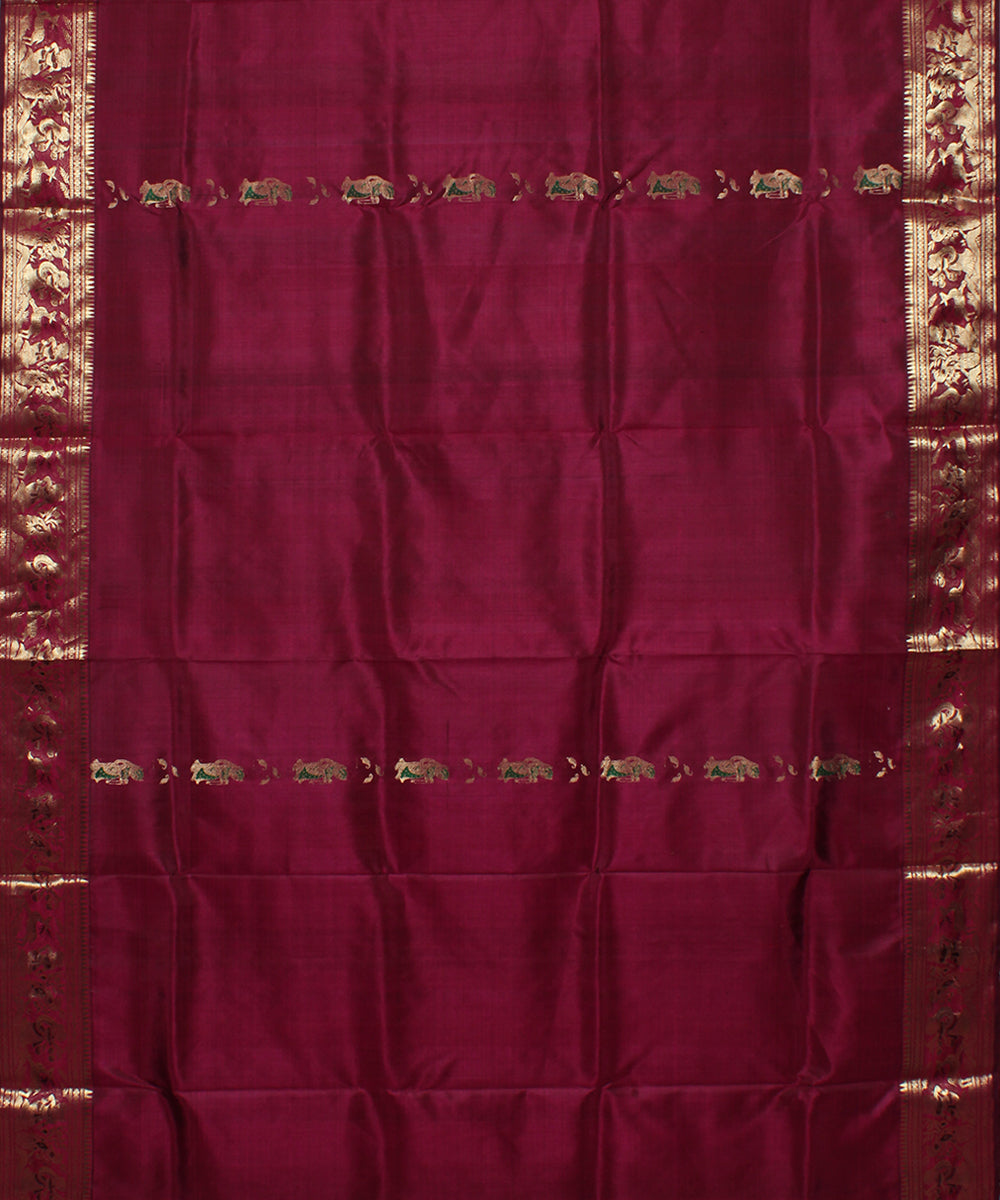 Purple handwoven silk swarnachari baluchari saree