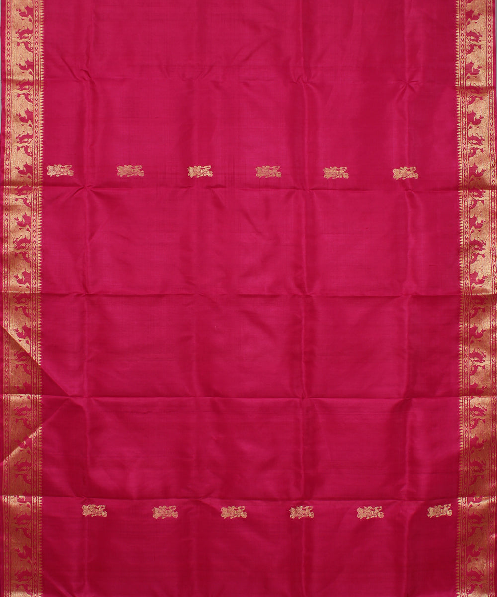 Rani pink handloom silk baluchari saree