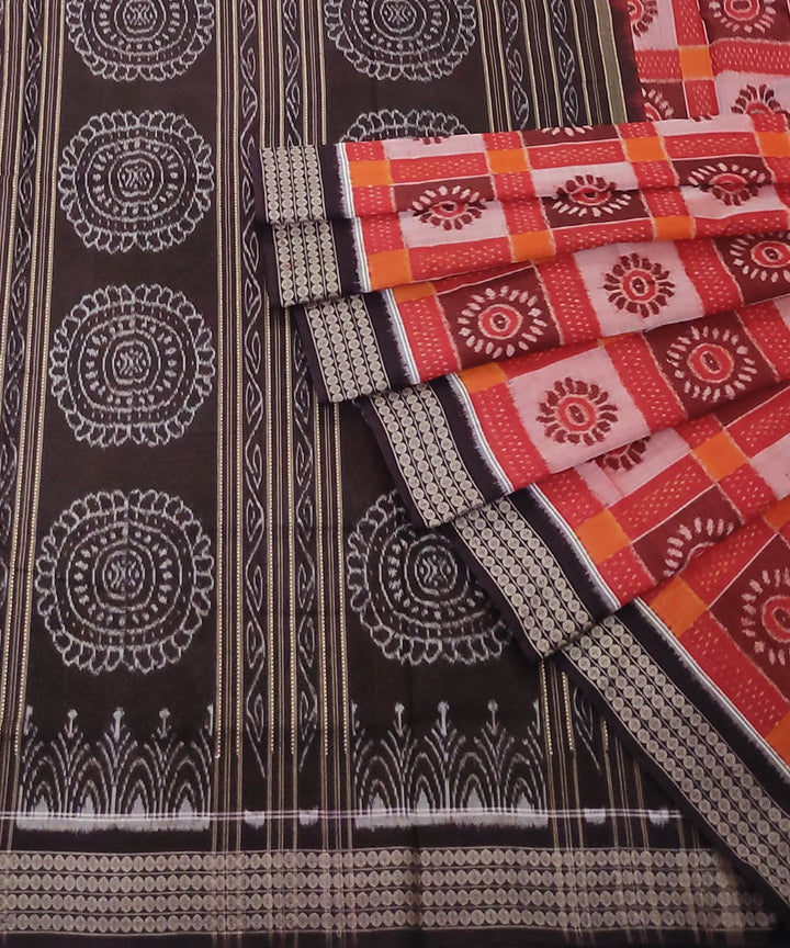 Multicolor black handwoven cotton sambalpuri saree