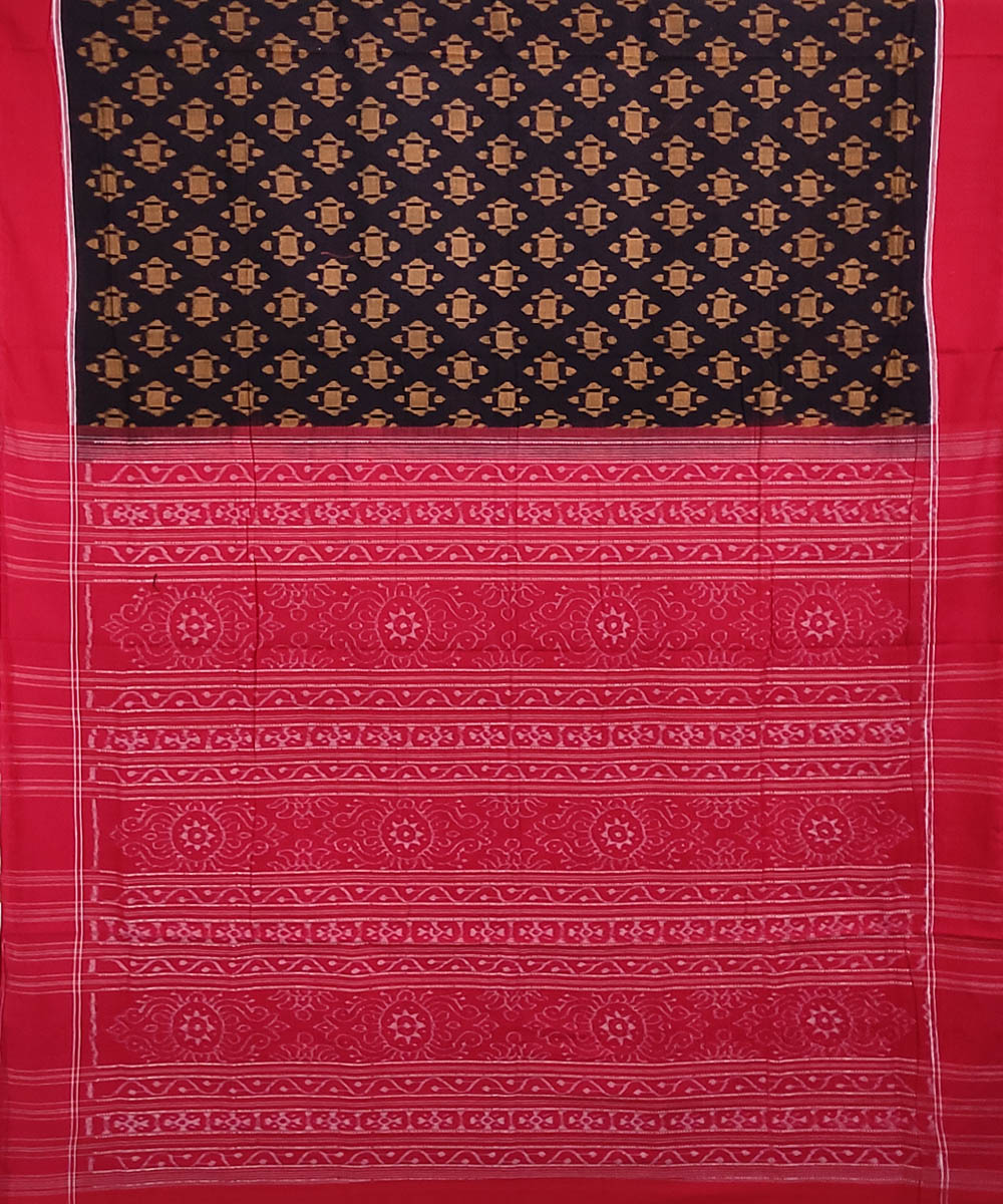 Black red handloom cotton sambalpuri saree