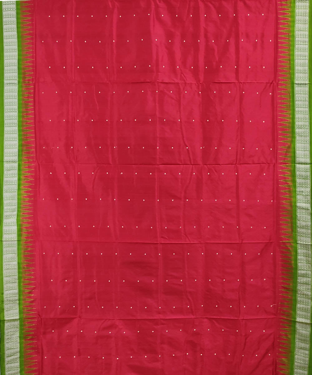 Red light green handwoven silk bomkai saree