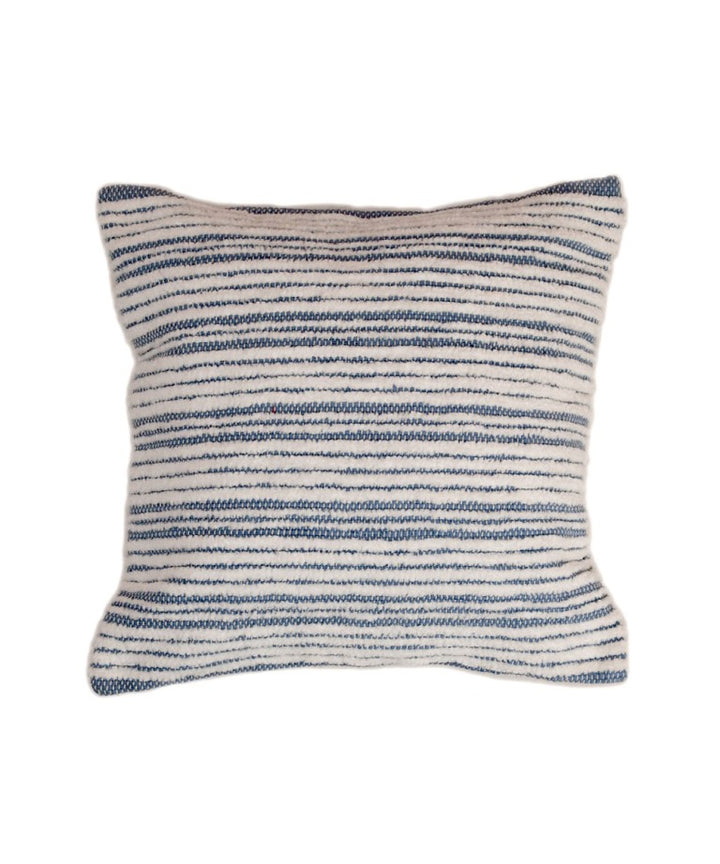 Sky blue white stripes handwoven cotton cushion cover
