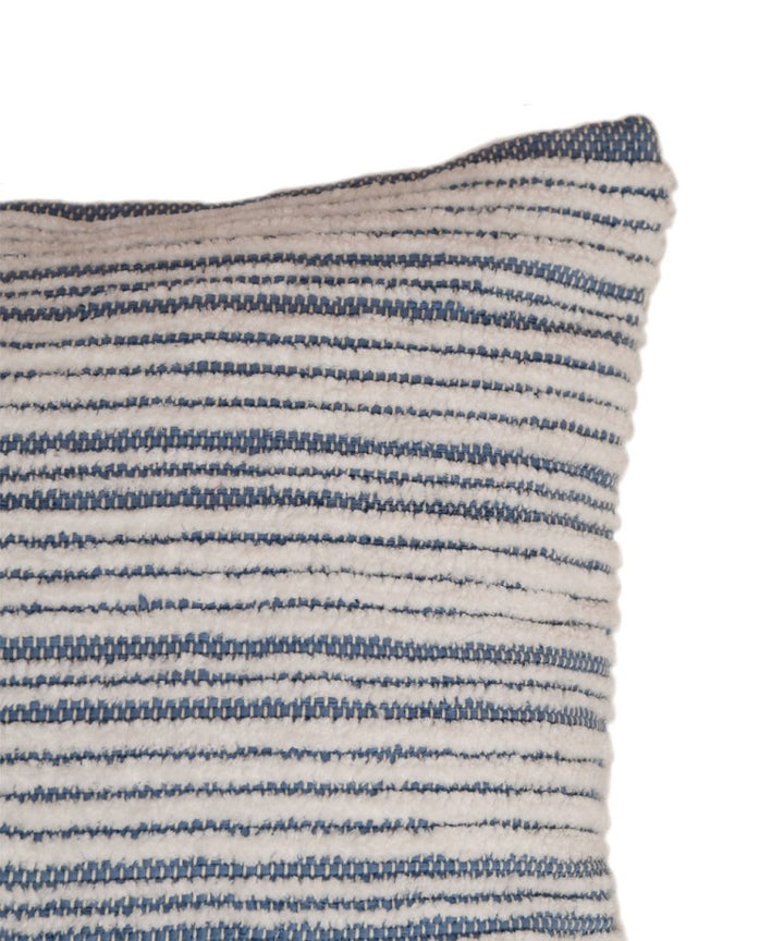 Sky blue white stripes handwoven cotton cushion cover