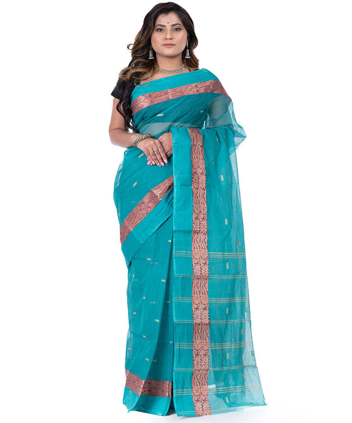 Sky blue handwoven tangail cotton saree