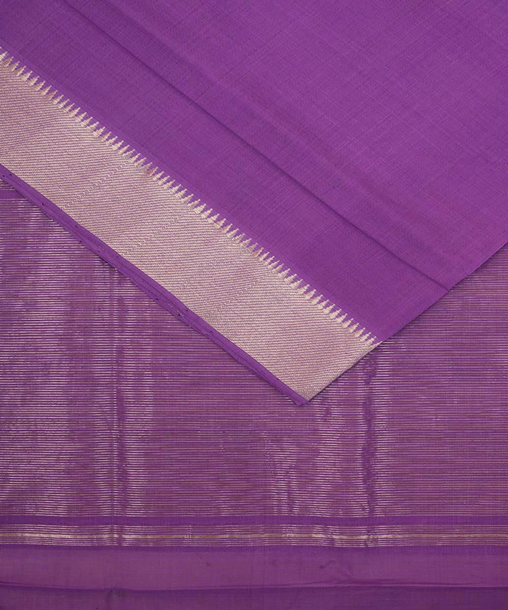 Lavender purple silver big border cotton handwoven mangalagiri saree