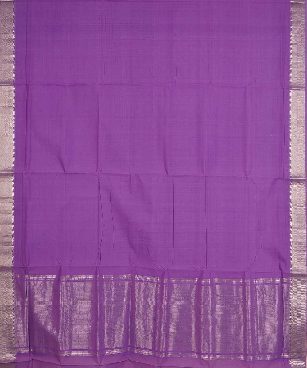 Lavender purple silver big border cotton handwoven mangalagiri saree