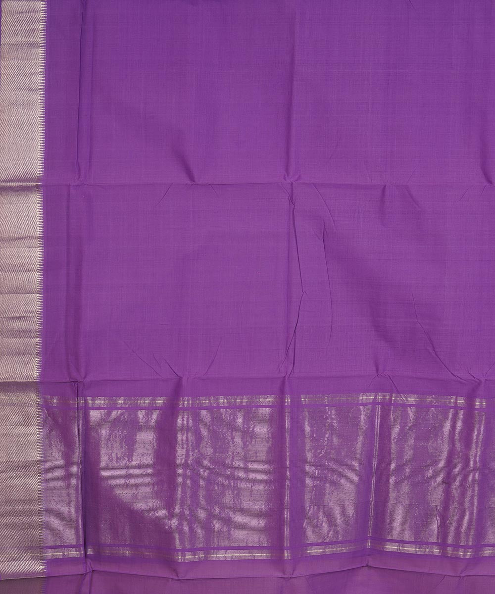 Lavender purple silver big border cotton handwoven mangalagiri saree