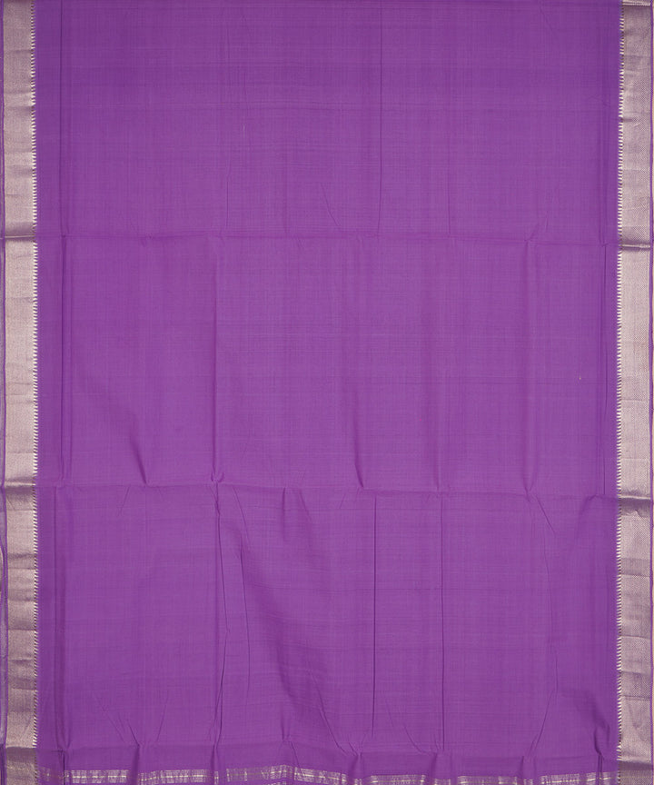 Lavender purple silver big border cotton handwoven mangalagiri saree