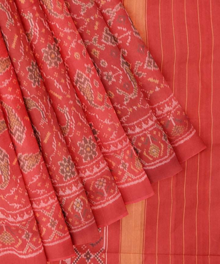 Red handwoven cotton patola saree