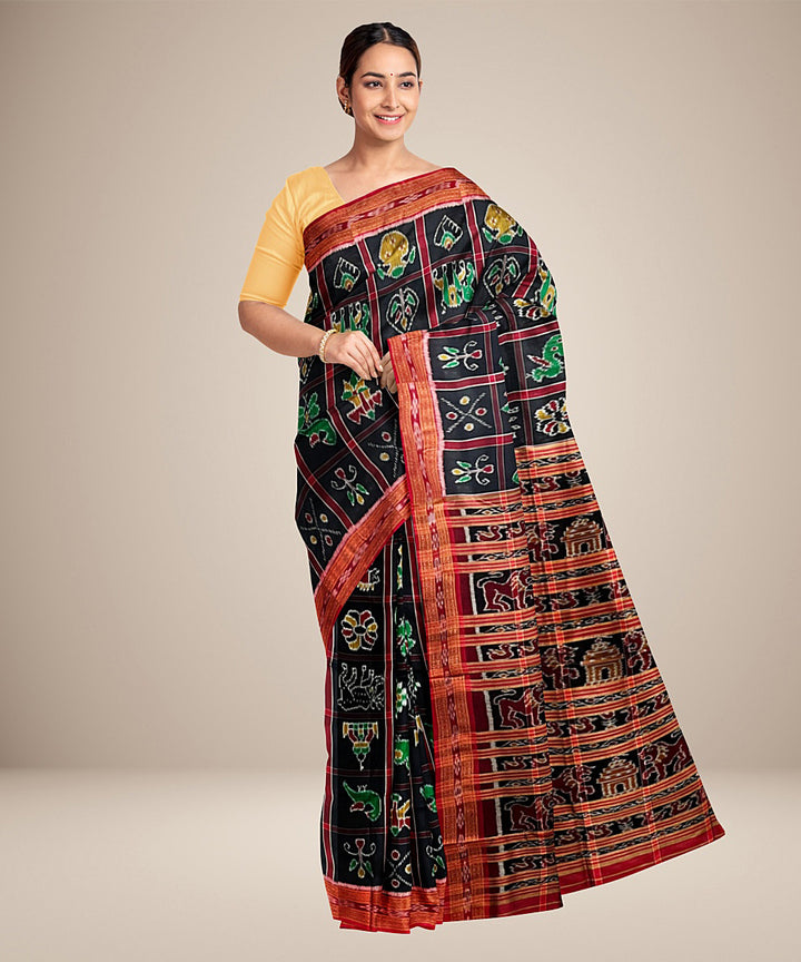 Black red silk handloom khandua nabakothi saree