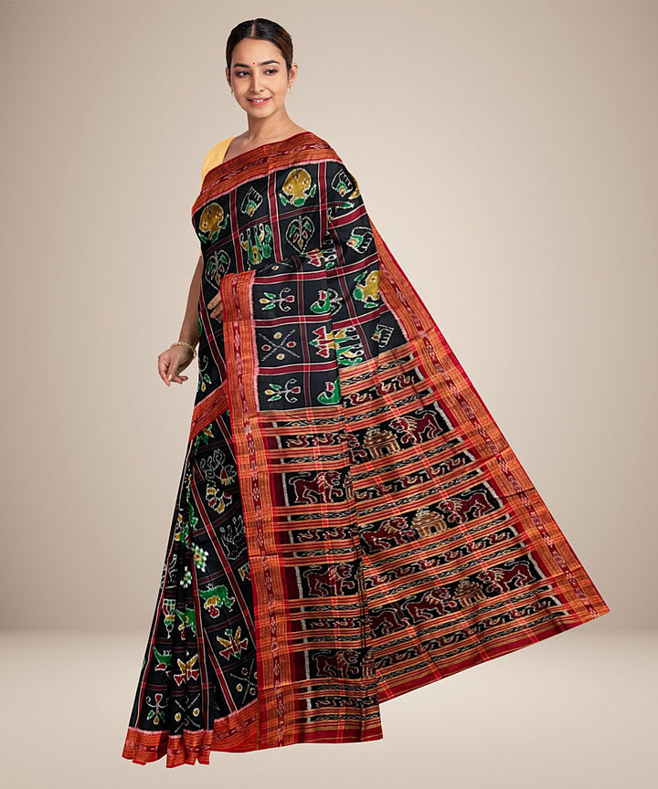 Black red silk handloom khandua nabakothi saree