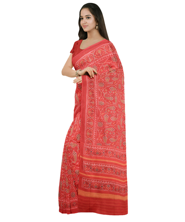 Red handwoven cotton patola saree