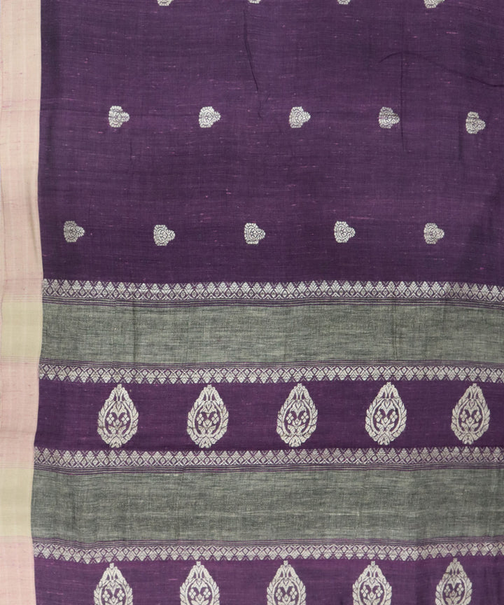 Dark wine green eri silk handwoven assam saree