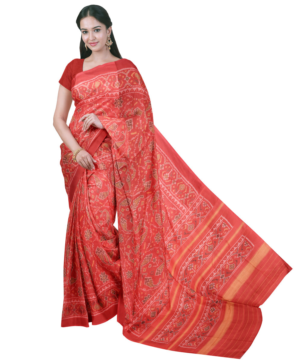 Red handwoven cotton patola saree