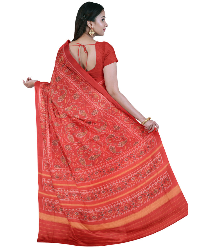 Red handwoven cotton patola saree