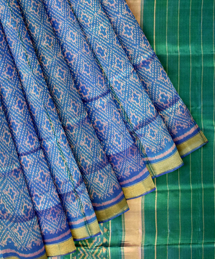 Turquoise blue green silk handloom patola saree