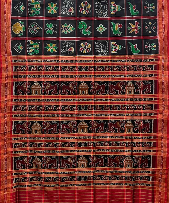 Black red silk handloom khandua nabakothi saree