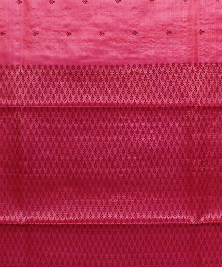Pink maroon handwoven kosa tussar silk saree
