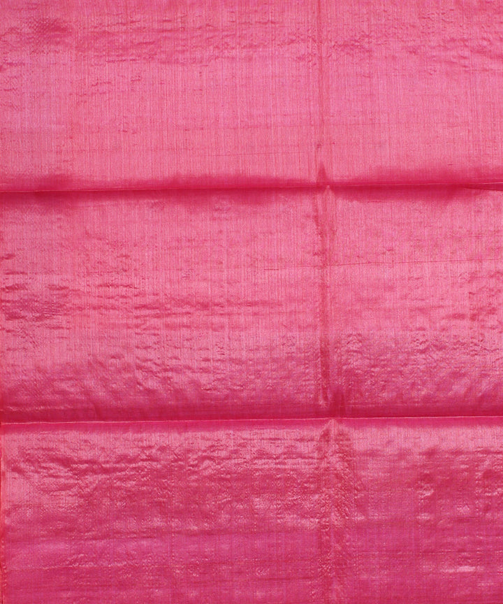 Pink maroon handwoven kosa tussar silk saree