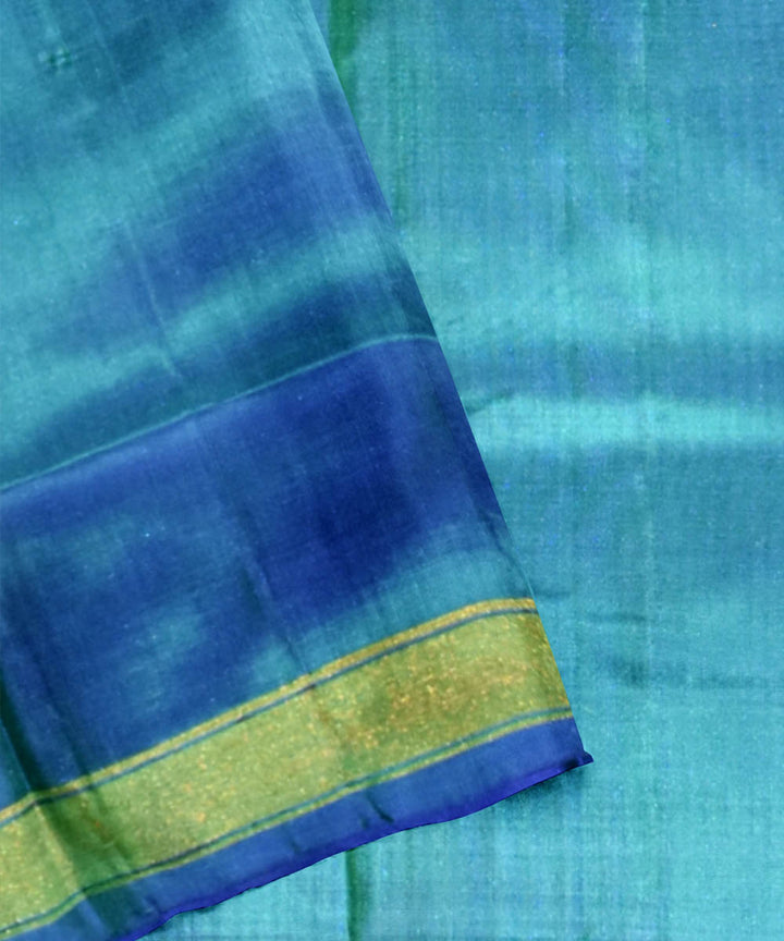 Turquoise blue green silk handloom patola saree