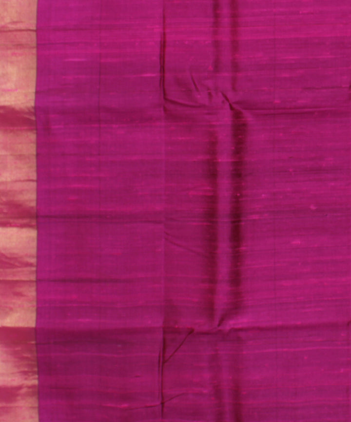 Dark green pink cotton handwoven karnataka raw silk saree