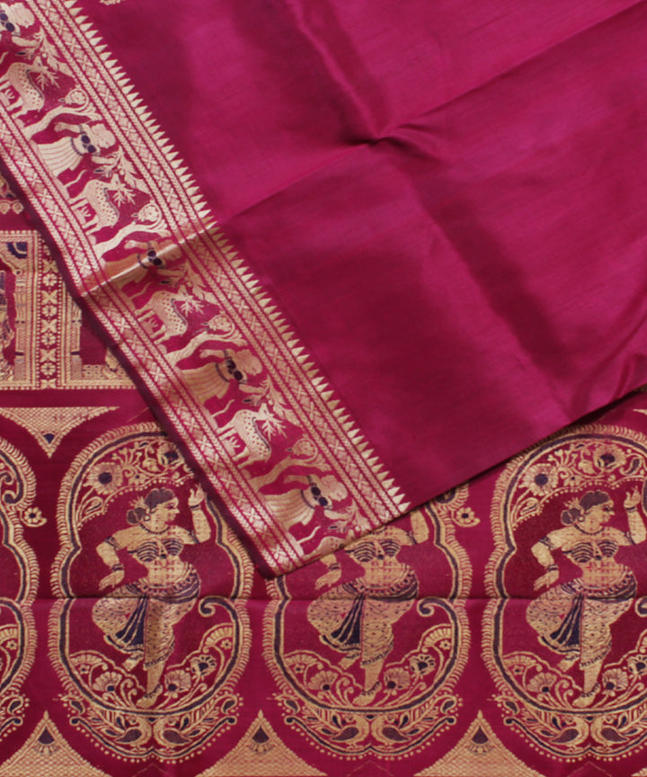 Maroon handwoven silk baluchari saree